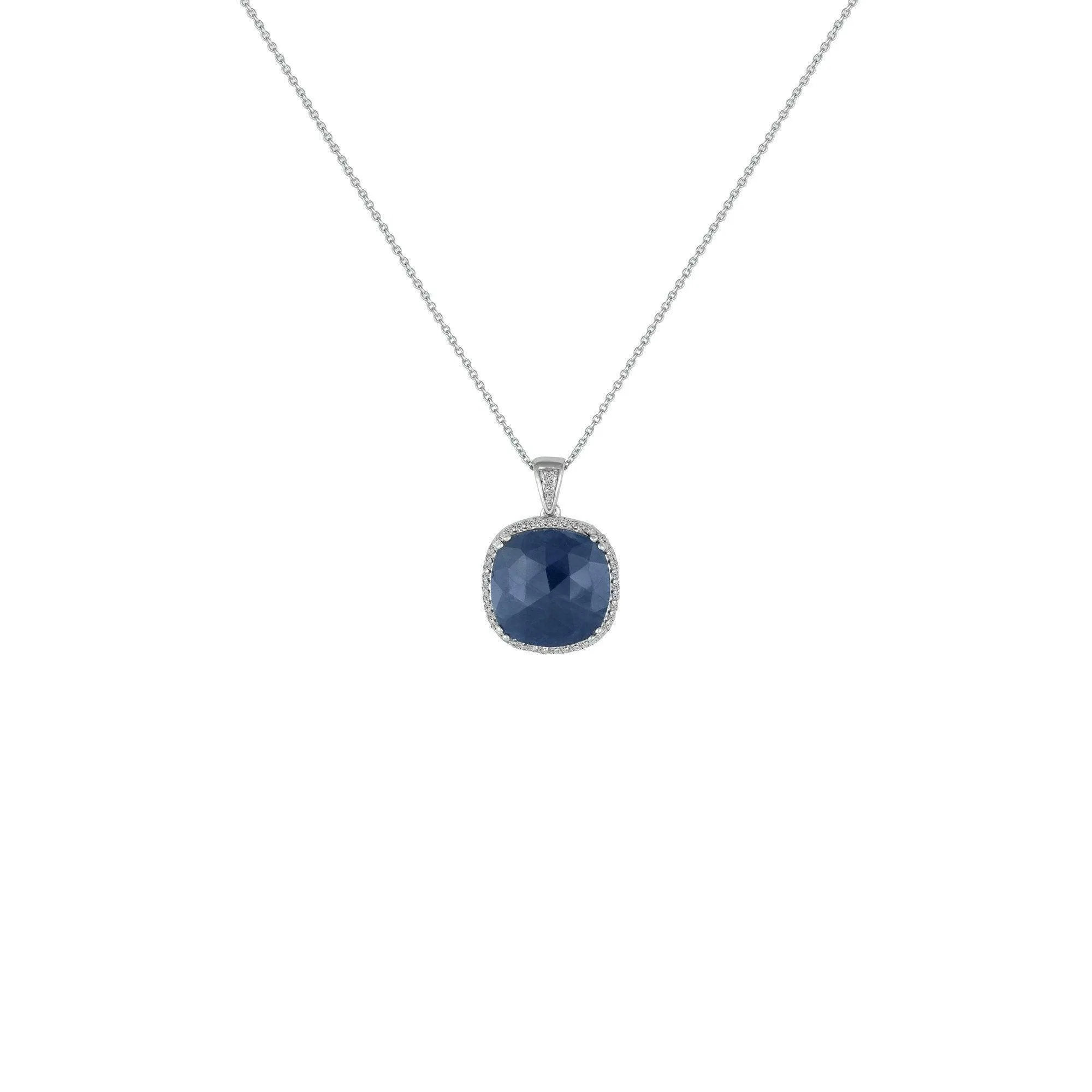 Genuine Sapphire and Diamond Accent Fashion Silver Pendant