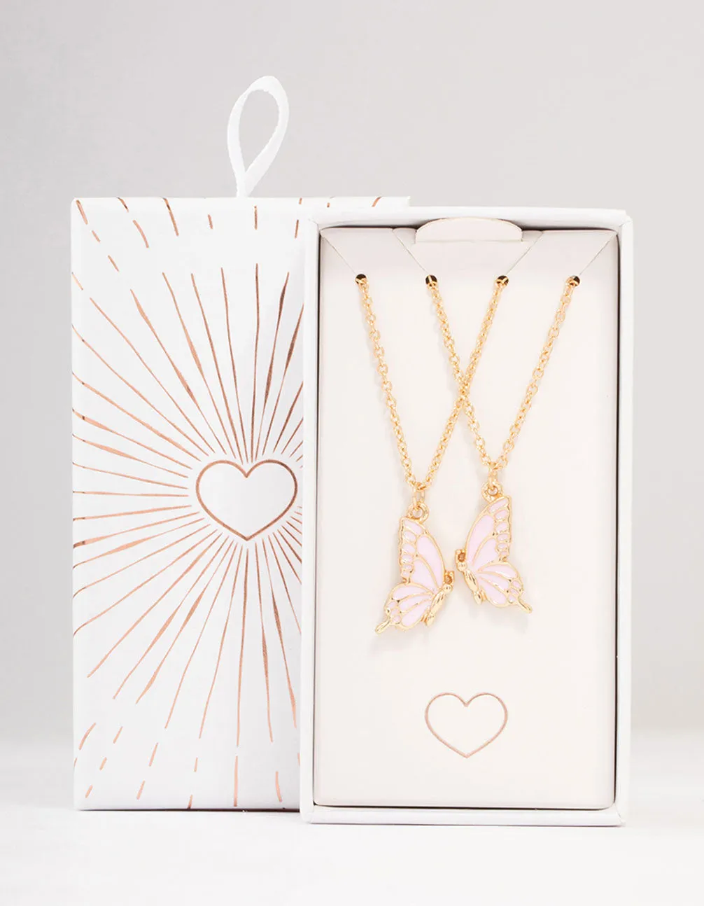 Gold & Pink Butterfly Necklaces 2-Pack