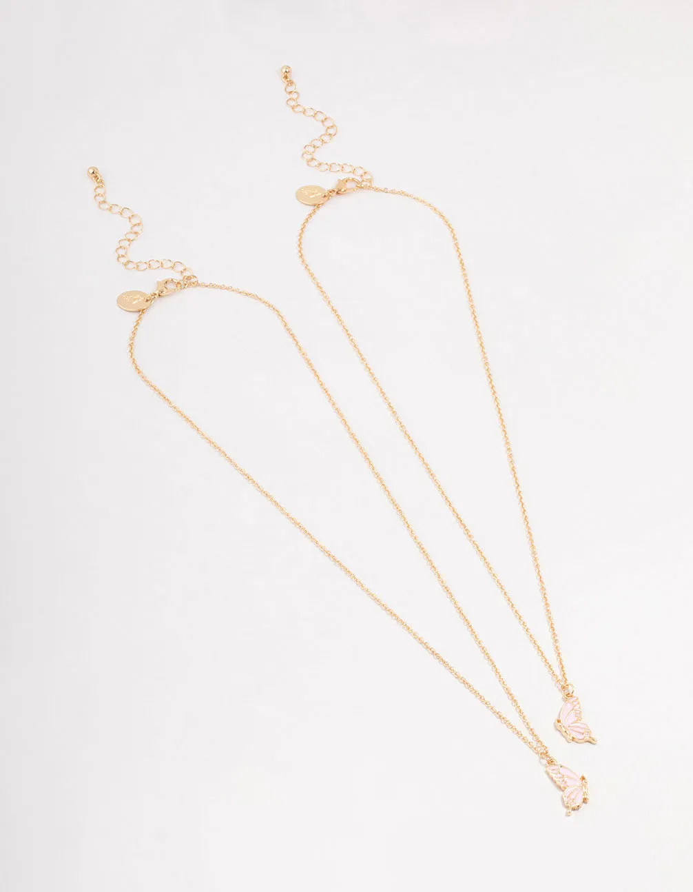 Gold & Pink Butterfly Necklaces 2-Pack