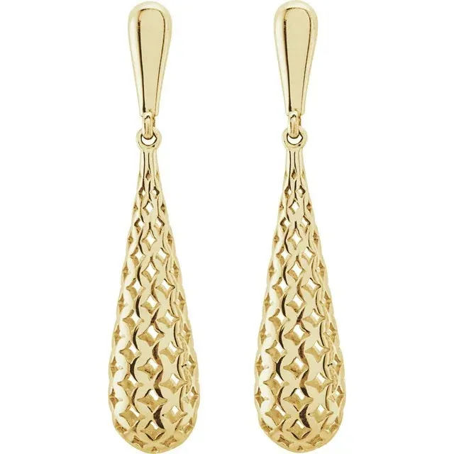 Gold Mesh Teardrop Pendant