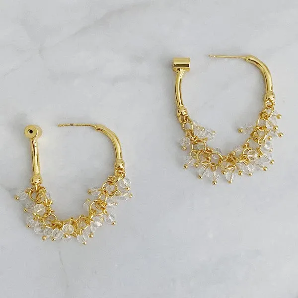 Golden Hoop Acrylic Pearl Beaded Earrings