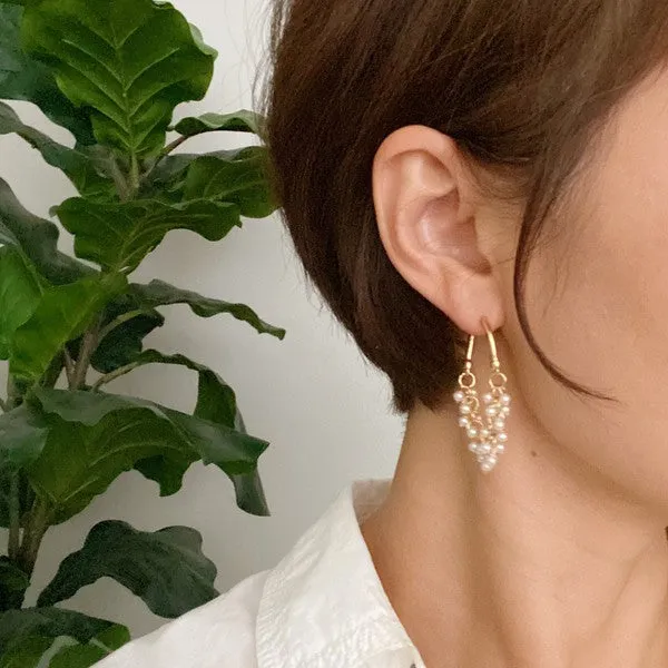 Golden Hoop Acrylic Pearl Beaded Earrings