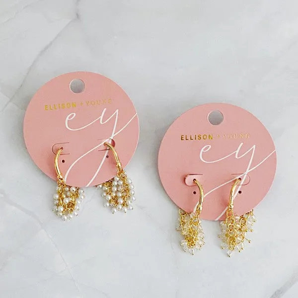 Golden Hoop Acrylic Pearl Beaded Earrings