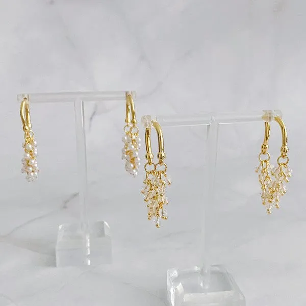 Golden Hoop Acrylic Pearl Beaded Earrings