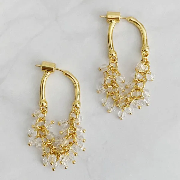 Golden Hoop Acrylic Pearl Beaded Earrings