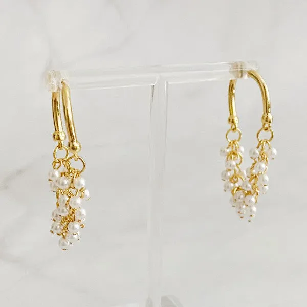 Golden Hoop Acrylic Pearl Beaded Earrings