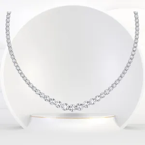 Graduated Natural Diamond Tennis Necklace Platinum (Crown Prong, Buttercup Setting)