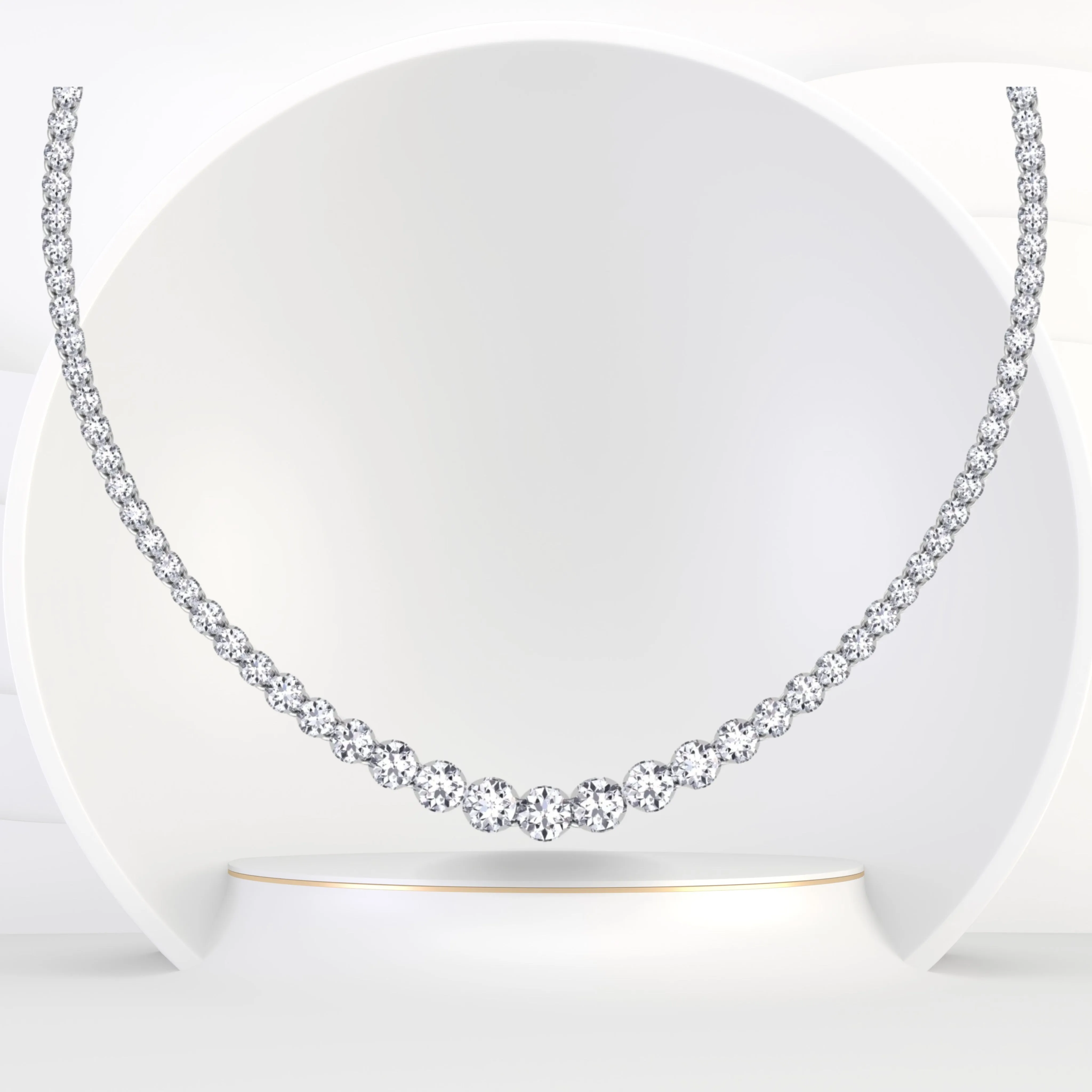 Graduated Natural Diamond Tennis Necklace Platinum (Crown Prong, Buttercup Setting)