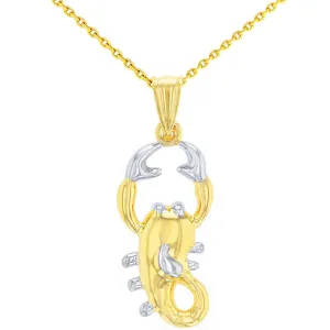 High Polish 14K Yellow Gold Scorpion Pendant Scorpio Zodiac Sign Charm with Chain Necklace