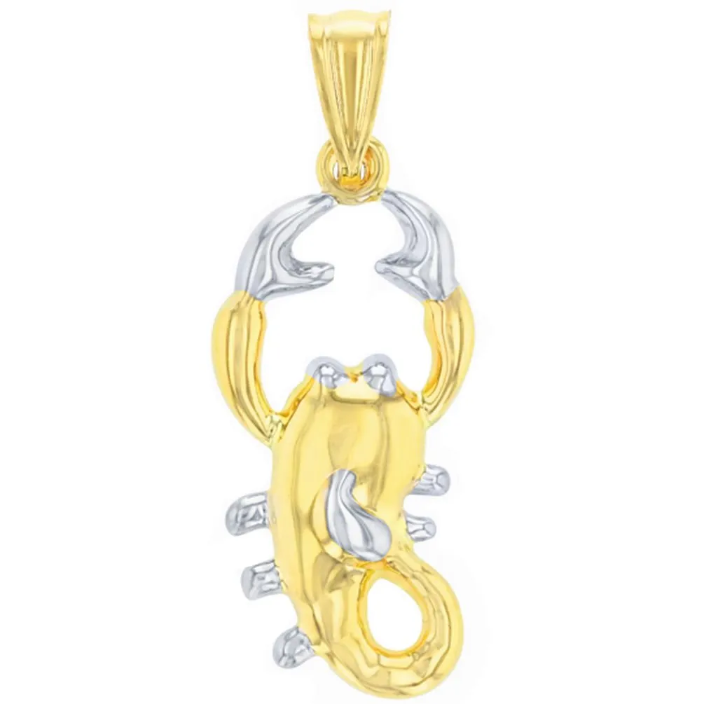 High Polish 14K Yellow Gold Scorpion Pendant Scorpio Zodiac Sign Charm with Chain Necklace