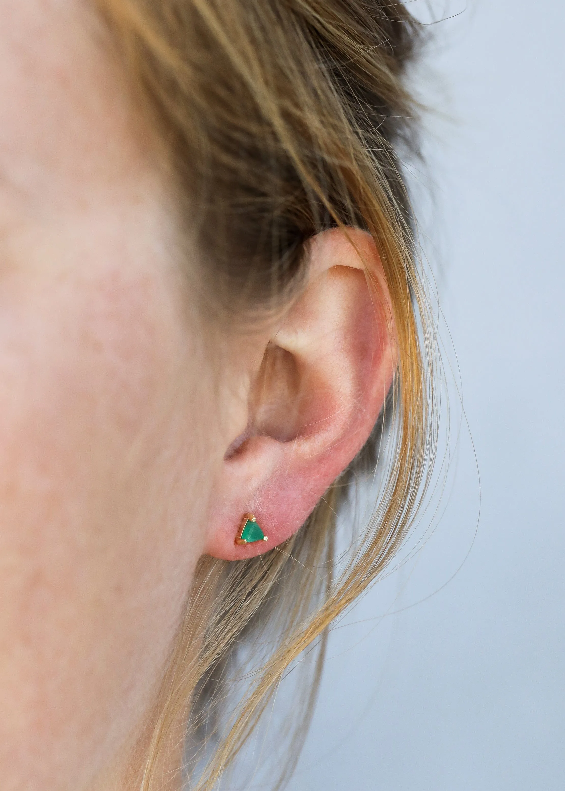 Mini Energy Gem Earring - Green Onyx