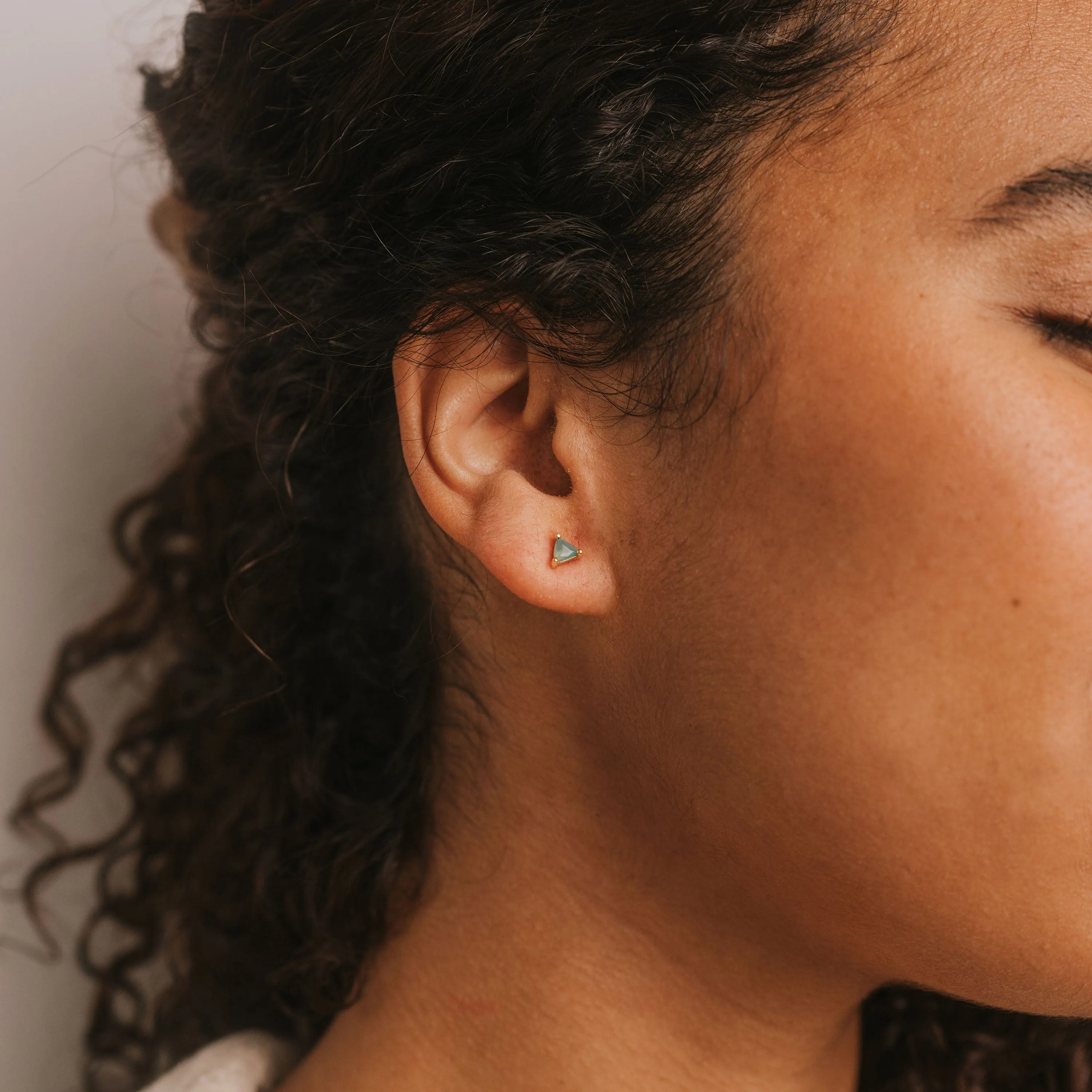 Mini Energy Gem Earring - Green Onyx