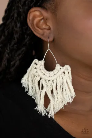 Paparazzi Earring ~ Wanna Piece Of MACRAME? - White