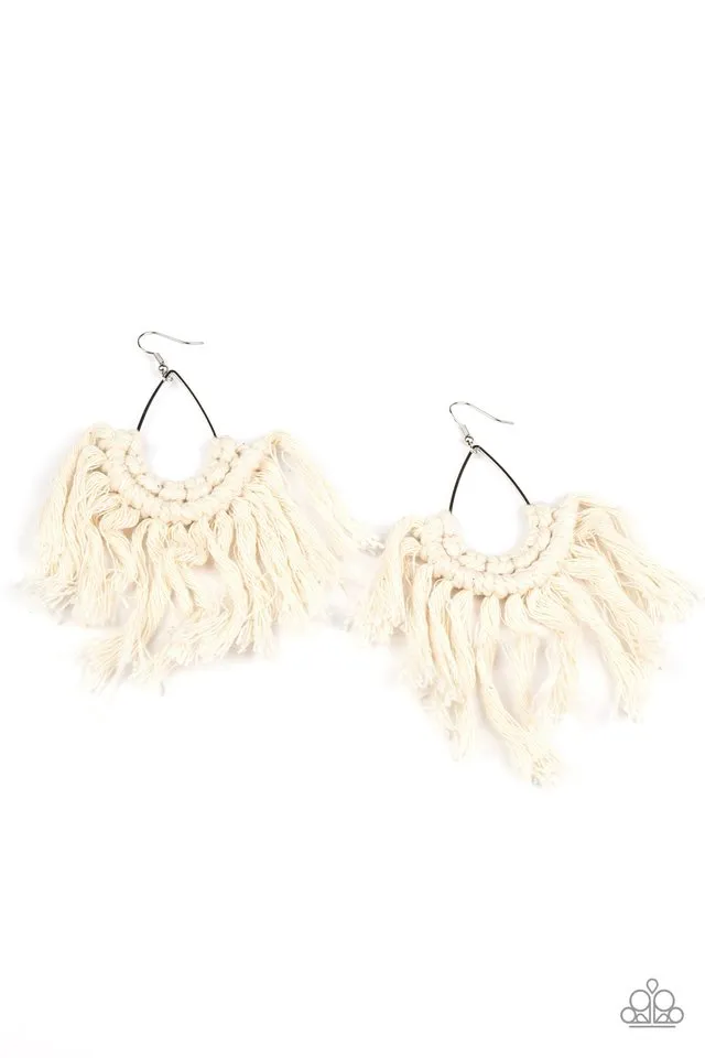 Paparazzi Earring ~ Wanna Piece Of MACRAME? - White