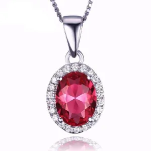 Pink Tourmaline Oval Cut 1.7CT IOBI Precious Gems Halo Pendant Necklace