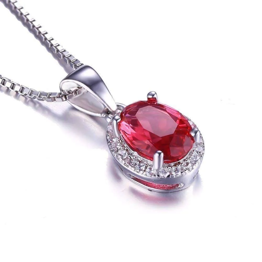 Pink Tourmaline Oval Cut 1.7CT IOBI Precious Gems Halo Pendant Necklace