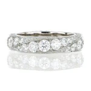Platinum Twisted Row Diamond Wedding Band