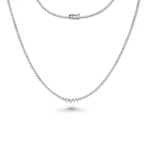 Ready to Ship Riviera Diamond Tennis Necklace (3.50 ct.) 1.90 mm to 2.90 mm 3-Prongs Setting in 14K Gold