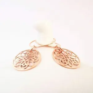 Rose Gold Flower Hoop Earrings