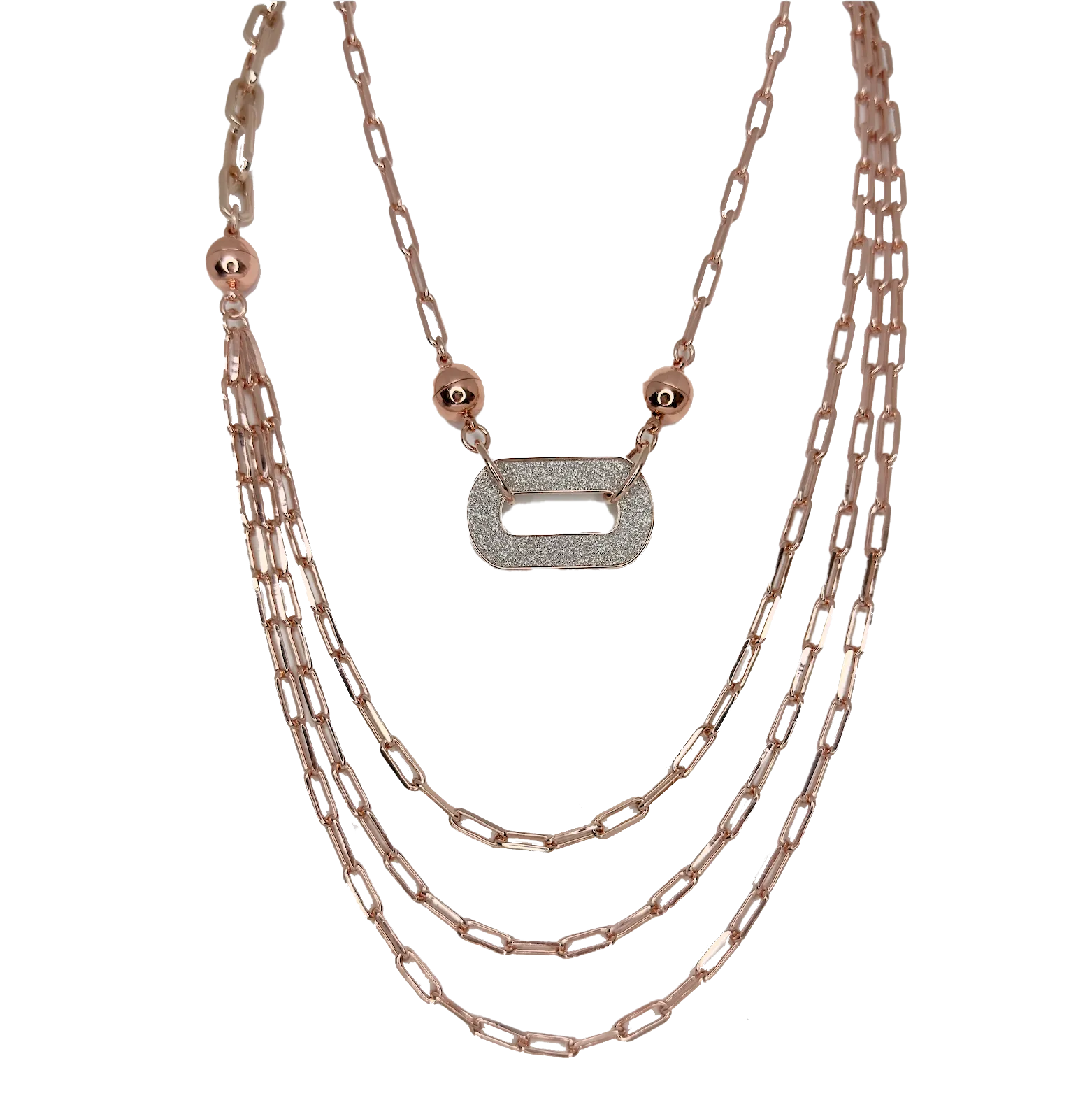 Shimmer Paperclip Pendant - Rose Gold