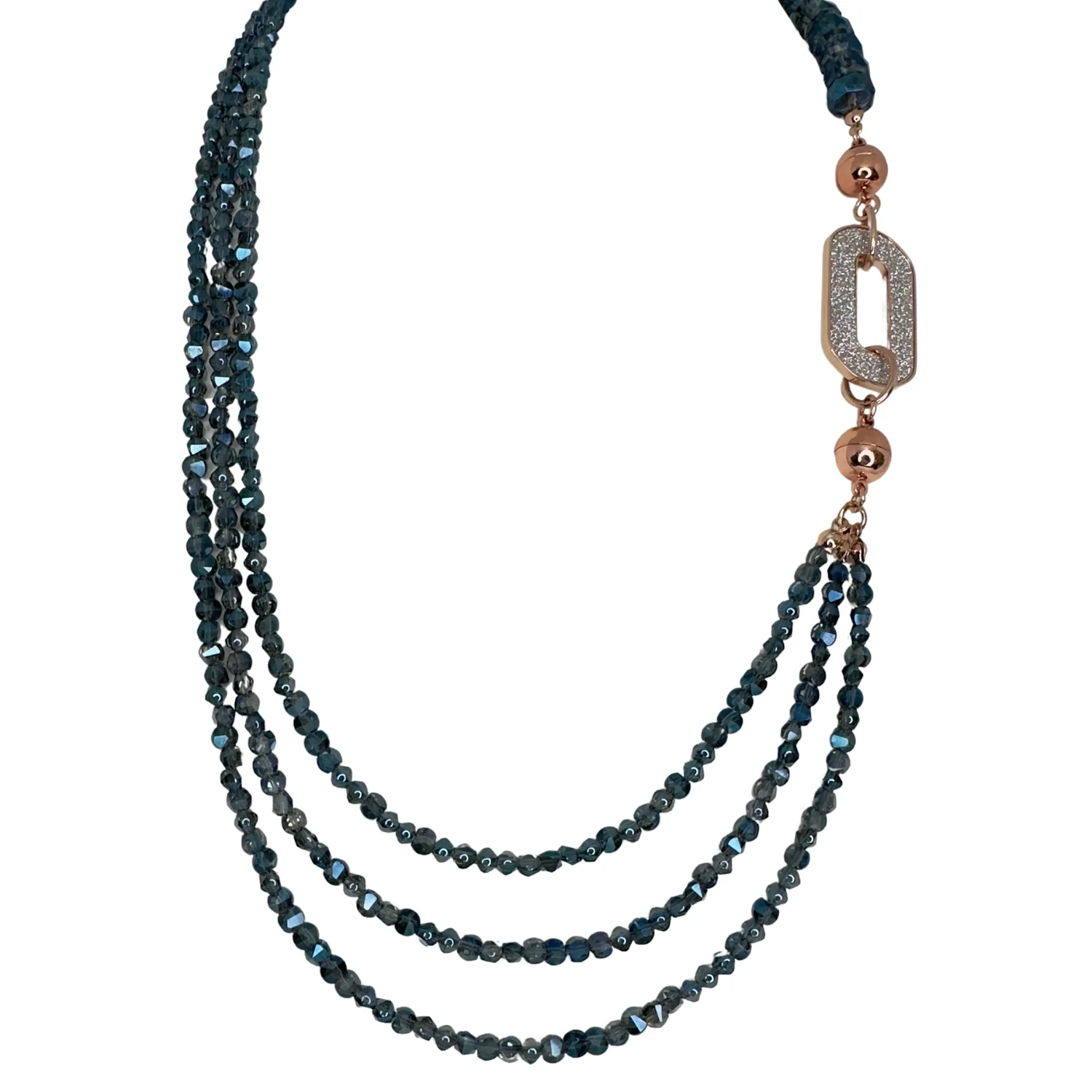 Shimmer Paperclip Pendant - Rose Gold