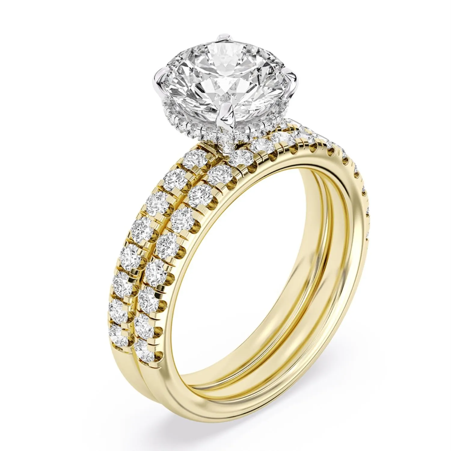 Signature EcoLove Diamond Dreams 3-3/4 CTW 100 Facet Centurion Diamond Bridal Set in 18KT Yellow Gold