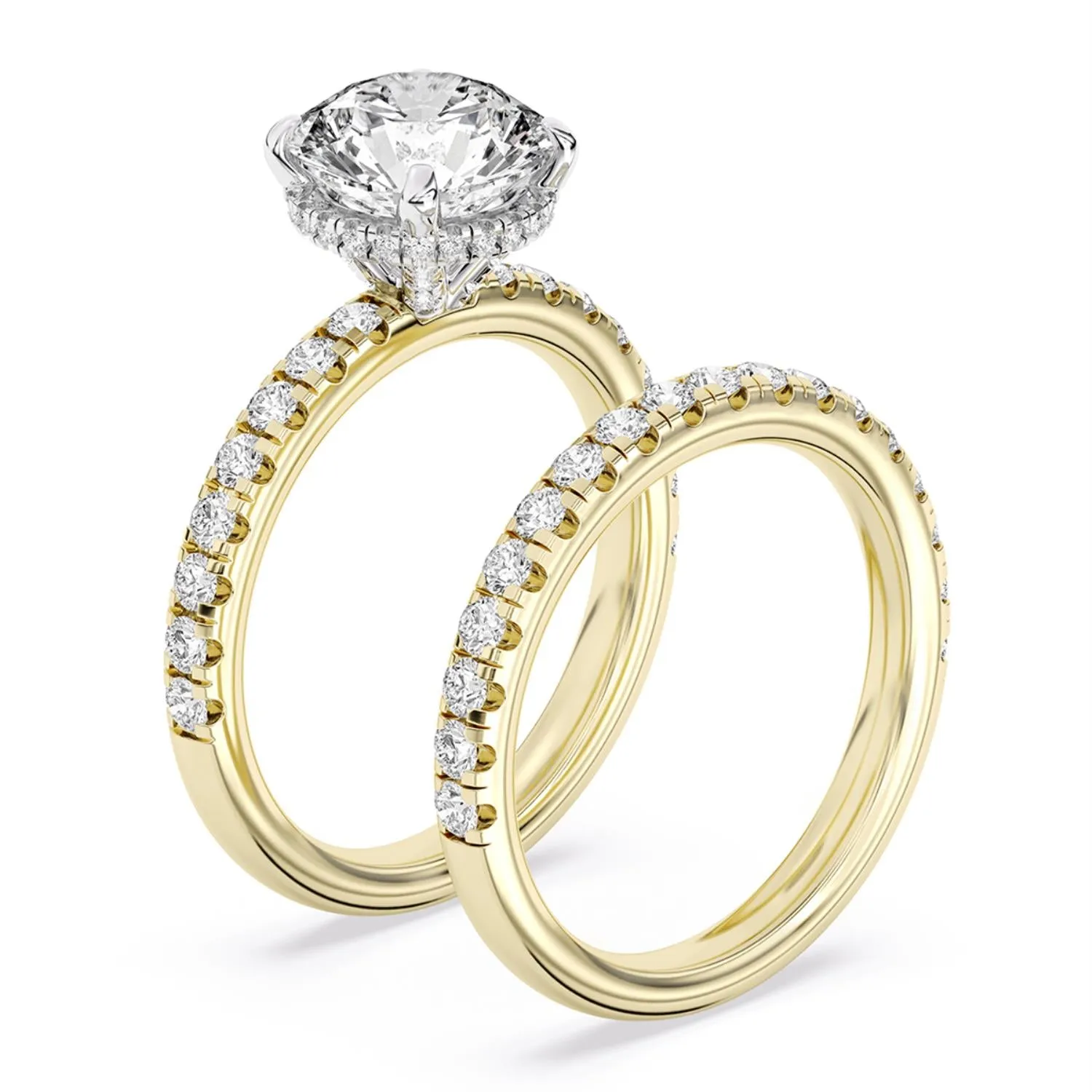 Signature EcoLove Diamond Dreams 3-3/4 CTW 100 Facet Centurion Diamond Bridal Set in 18KT Yellow Gold