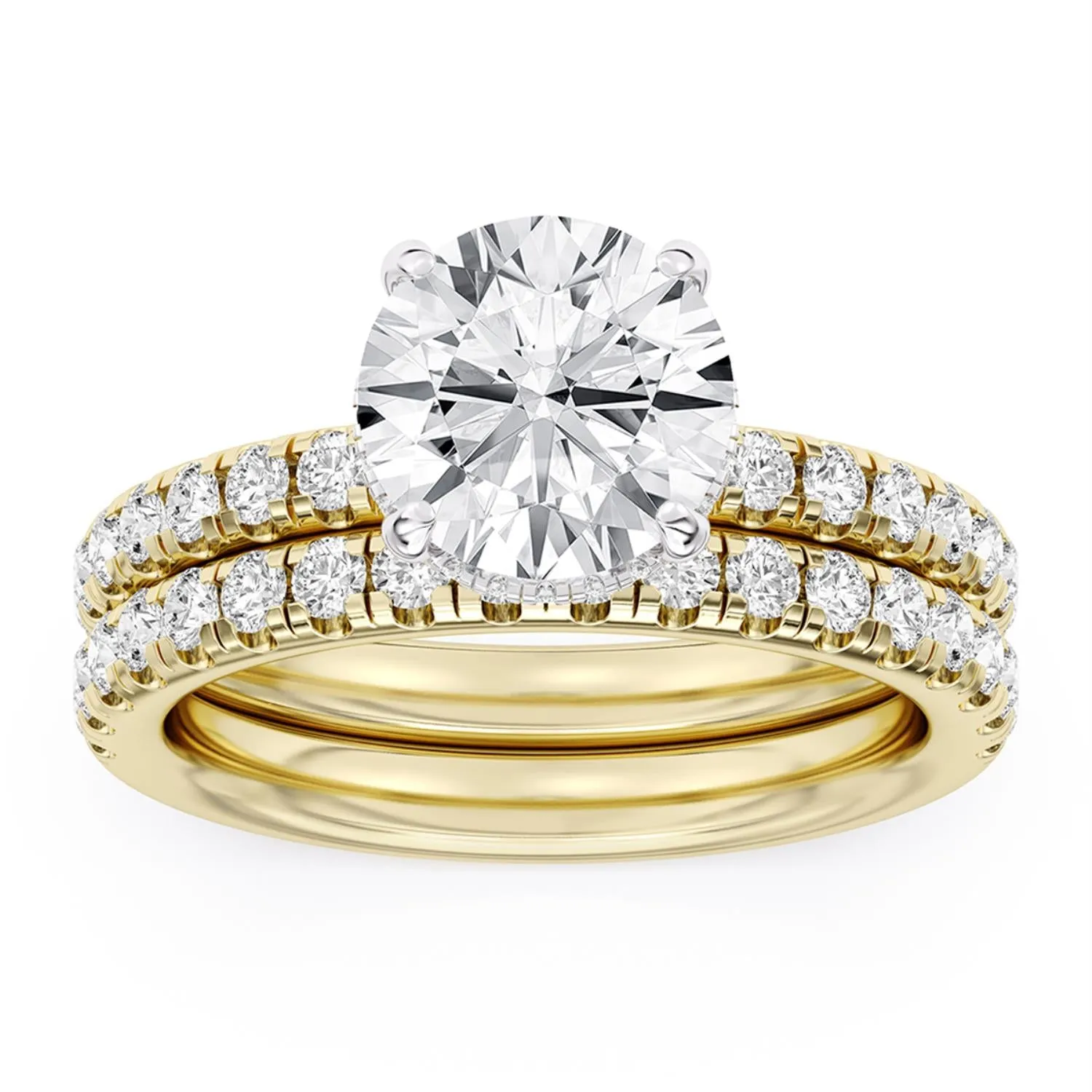 Signature EcoLove Diamond Dreams 3-3/4 CTW 100 Facet Centurion Diamond Bridal Set in 18KT Yellow Gold