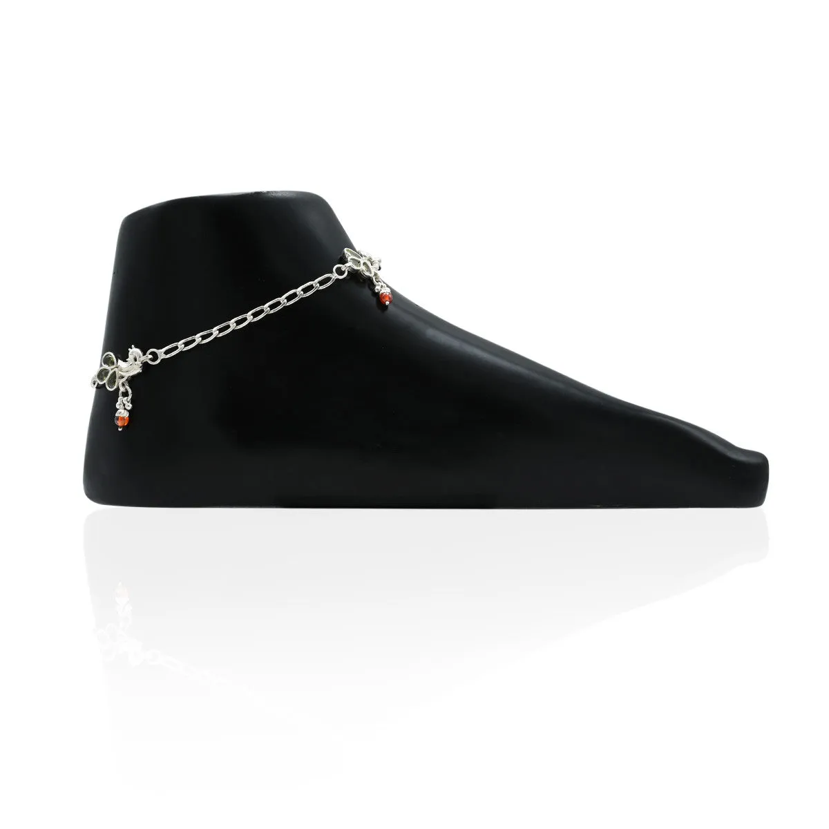 SIlver Radiant Colourful Gem Anklet