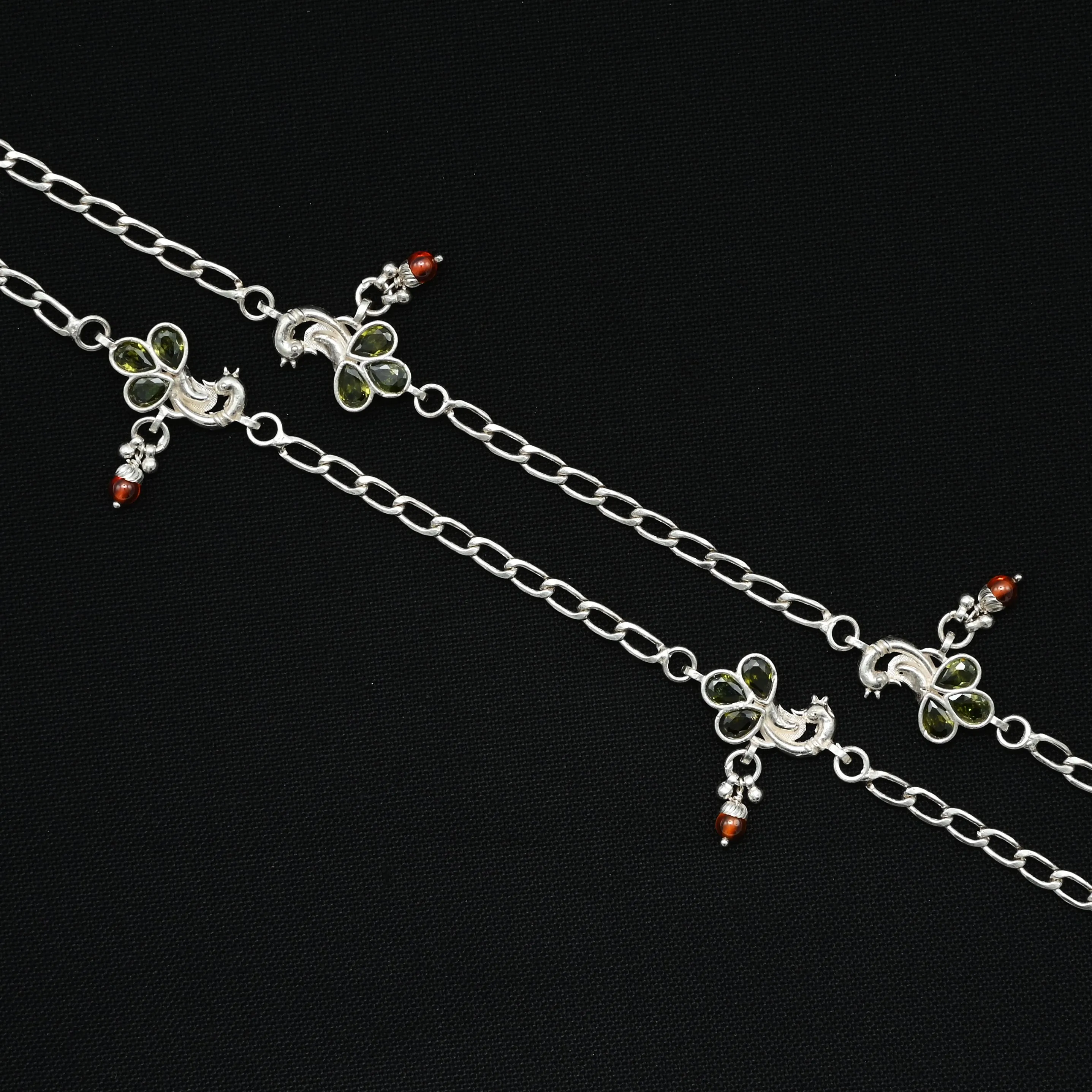 SIlver Radiant Colourful Gem Anklet
