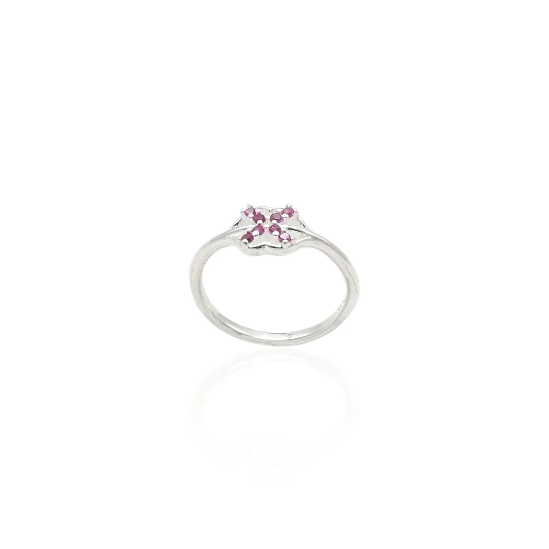 Silver Radiant Minimal Pink Gems Girls Ring