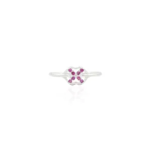 Silver Radiant Minimal Pink Gems Girls Ring