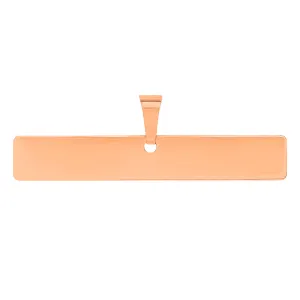 Solid 14k Rose Gold Engravable Personalized Horizontal Bar Charm Pendant