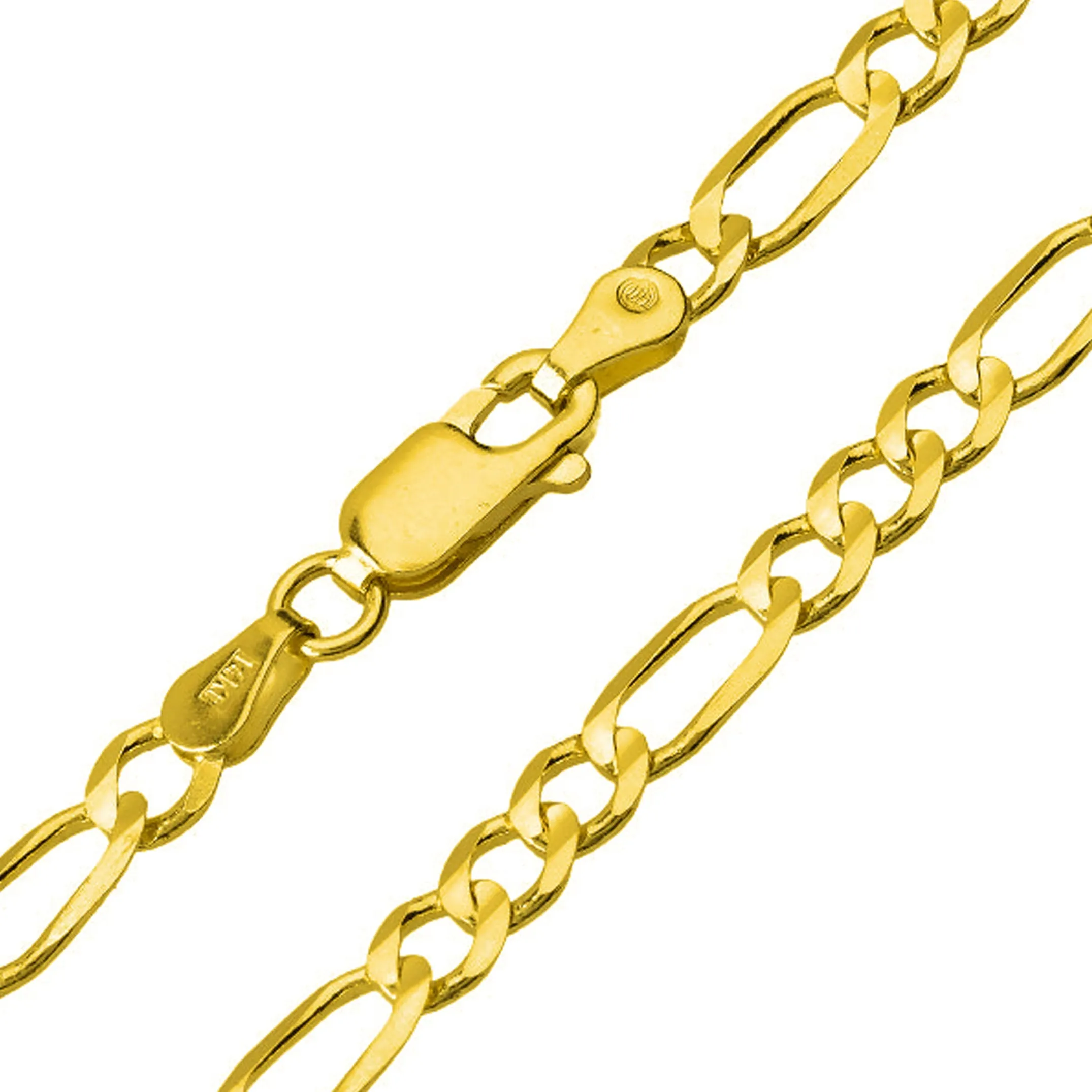 Solid 14K Yellow Gold 3D Airplane Charm Jet Aircraft Pendant with Figaro Chain Necklace
