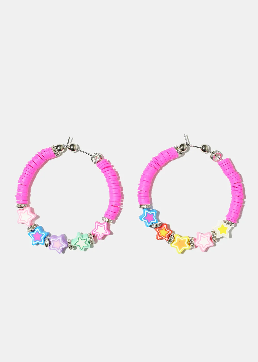 Star Charm Beaded Hoop Earrings