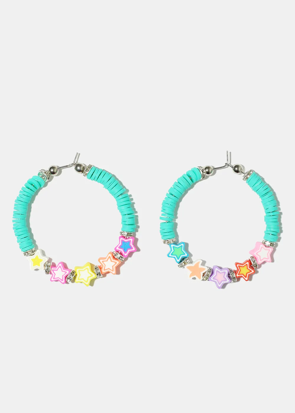 Star Charm Beaded Hoop Earrings