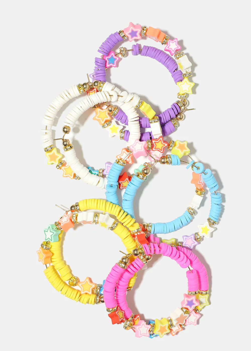 Star Charm Beaded Hoop Earrings