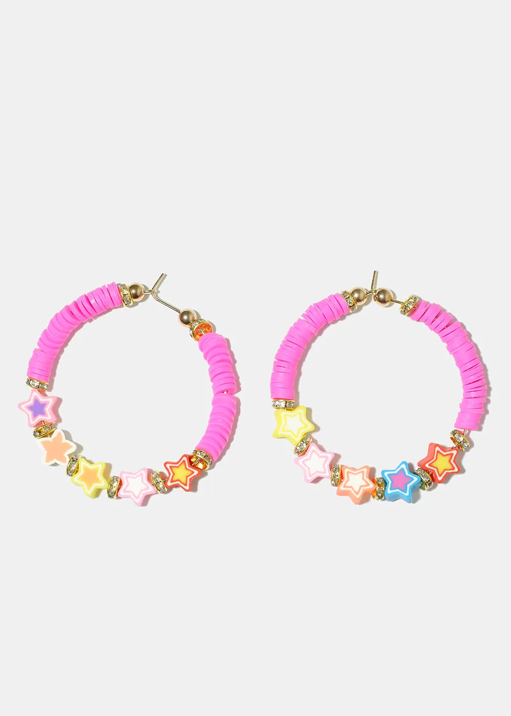 Star Charm Beaded Hoop Earrings