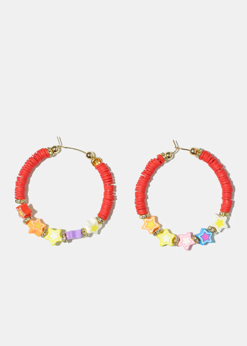 Star Charm Beaded Hoop Earrings