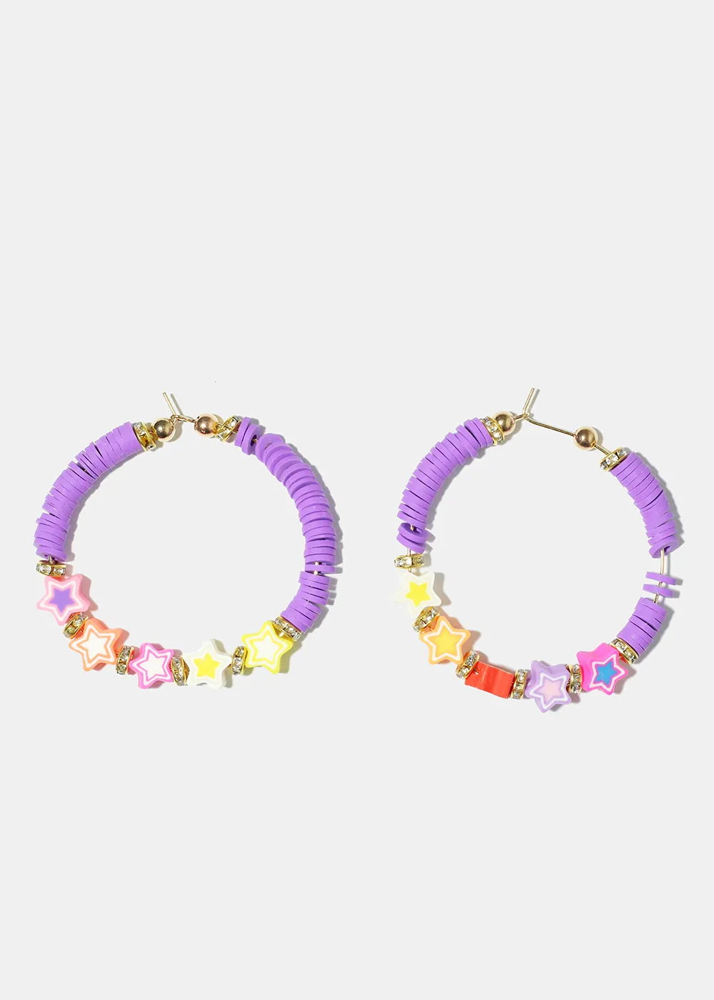 Star Charm Beaded Hoop Earrings
