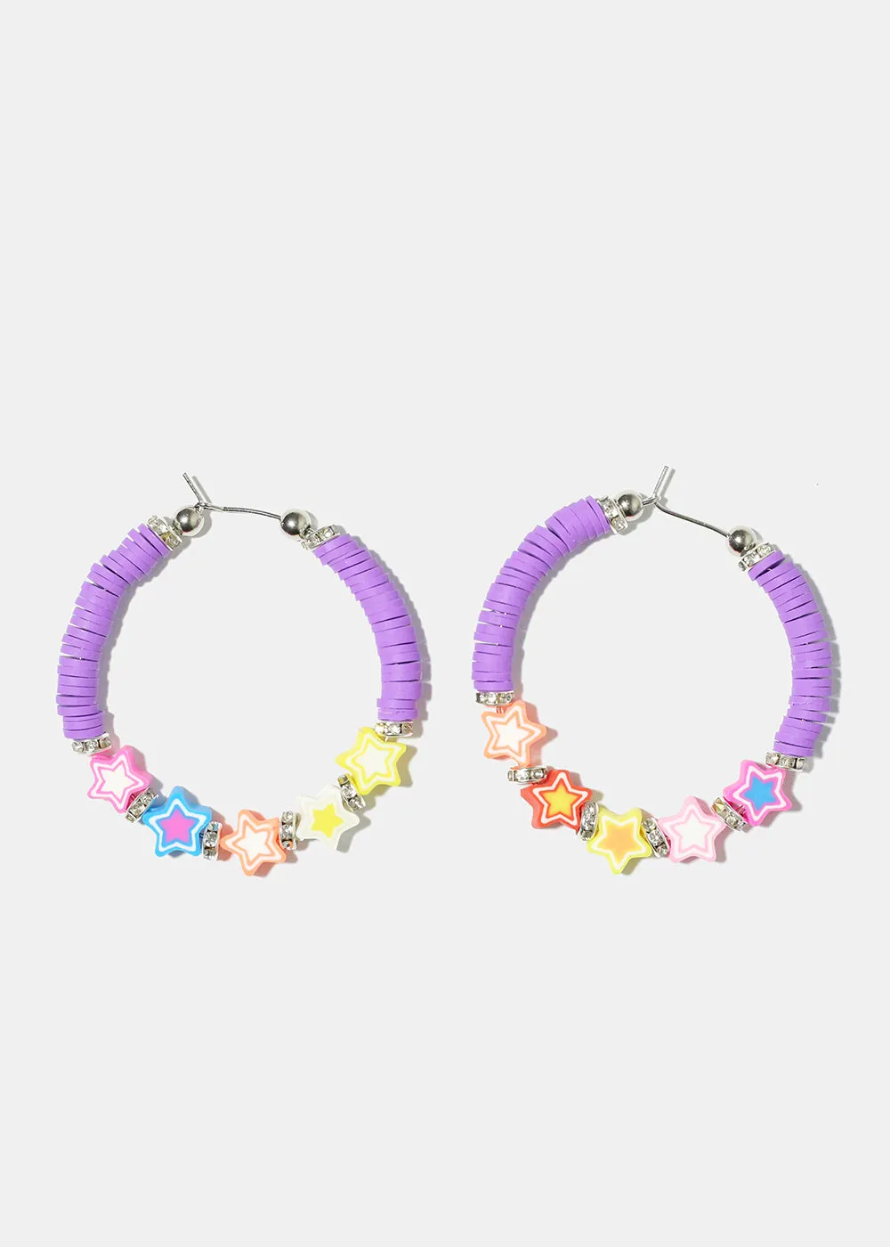Star Charm Beaded Hoop Earrings