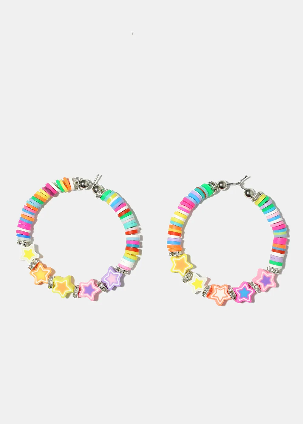 Star Charm Beaded Hoop Earrings