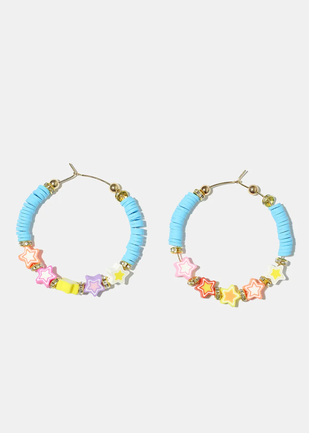 Star Charm Beaded Hoop Earrings