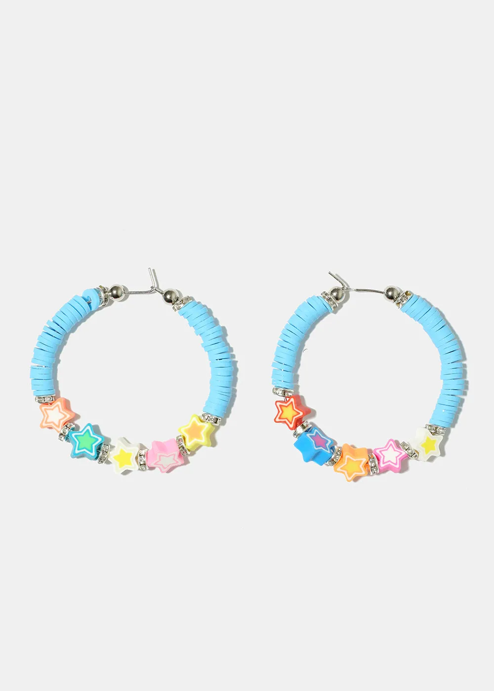 Star Charm Beaded Hoop Earrings