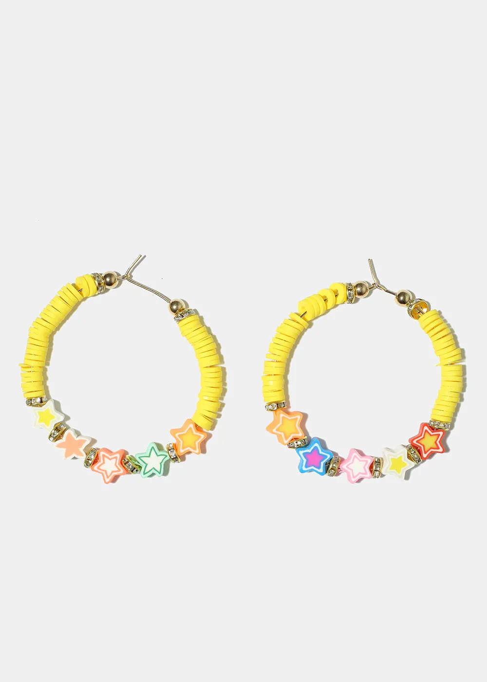 Star Charm Beaded Hoop Earrings