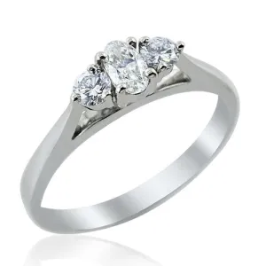 Steffans Oval & RBC Diamond Claw Set 3 Stone Platinum Engagement Ring (0.40ct)