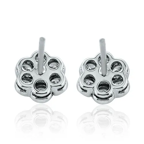 Steffans RBC Diamond Grain Set Platinum Cluster Stud Earrings (0.80ct)