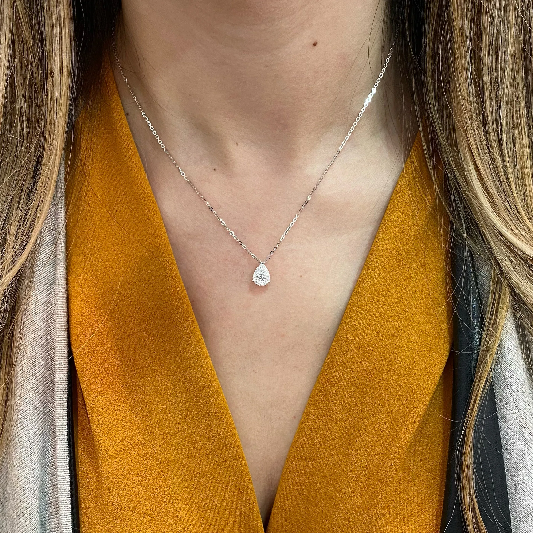 Teardrop Halo Diamond Pendant