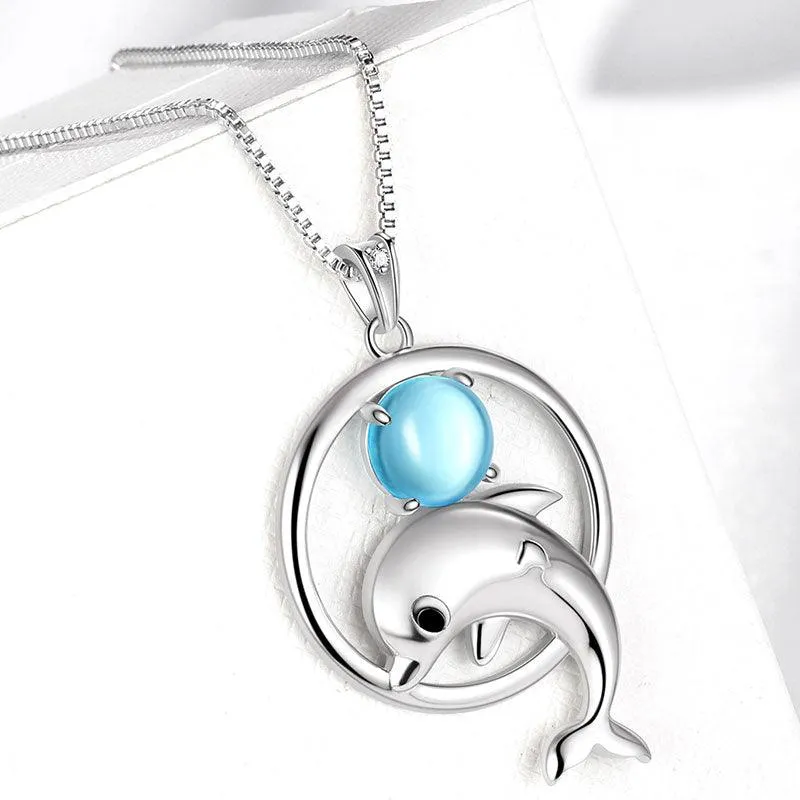 Tokyo Mart Dolphin Mini Animal Pendant Necklace Jewelry Women Girls Birthday Gift 925 Sterling Silver