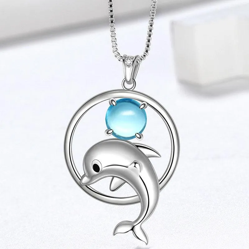 Tokyo Mart Dolphin Mini Animal Pendant Necklace Jewelry Women Girls Birthday Gift 925 Sterling Silver